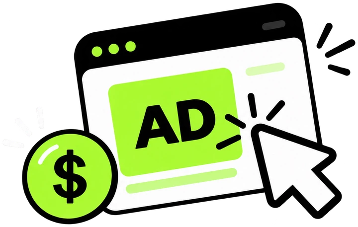 Ilustración de publicidad de pago por clic