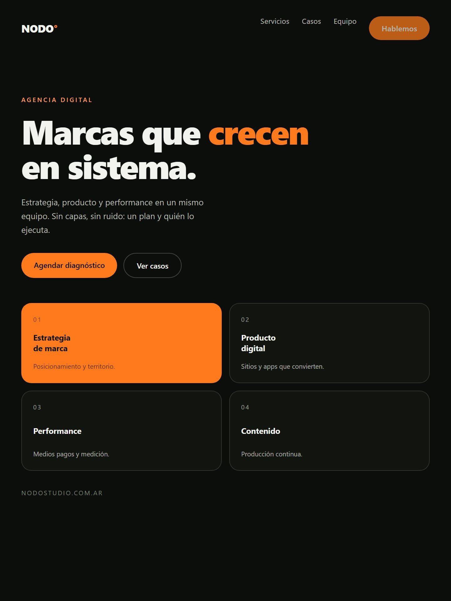 Sitio institucional de una agencia digital